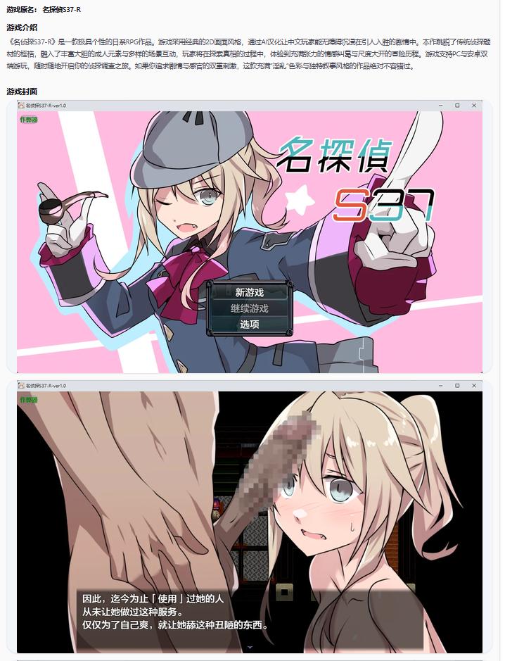 【日系RPG/AI汉化/2D】名侦探S37-R-ver1.0 AI汉化版【PC+安卓/368MB】