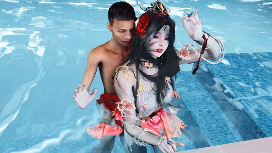 [3D动画/无修正] 牛头人爱好者 古装女友-女帝-泳池NTR 性感女友在泳池内被猥琐男人侵犯中出 [6688M/FM/BD]